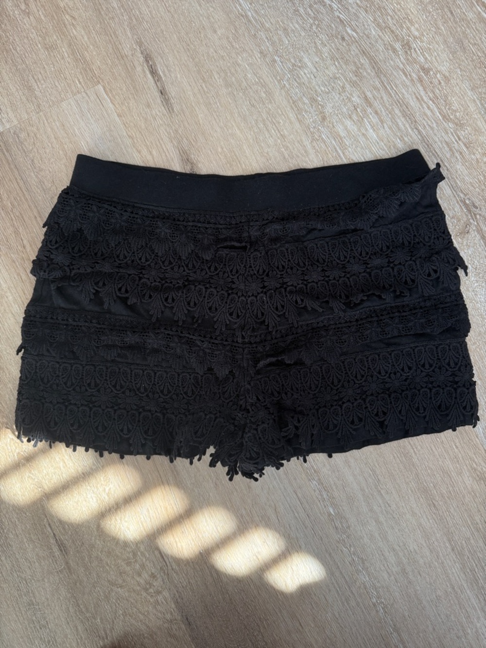 Express Black crochet Layered Shorts